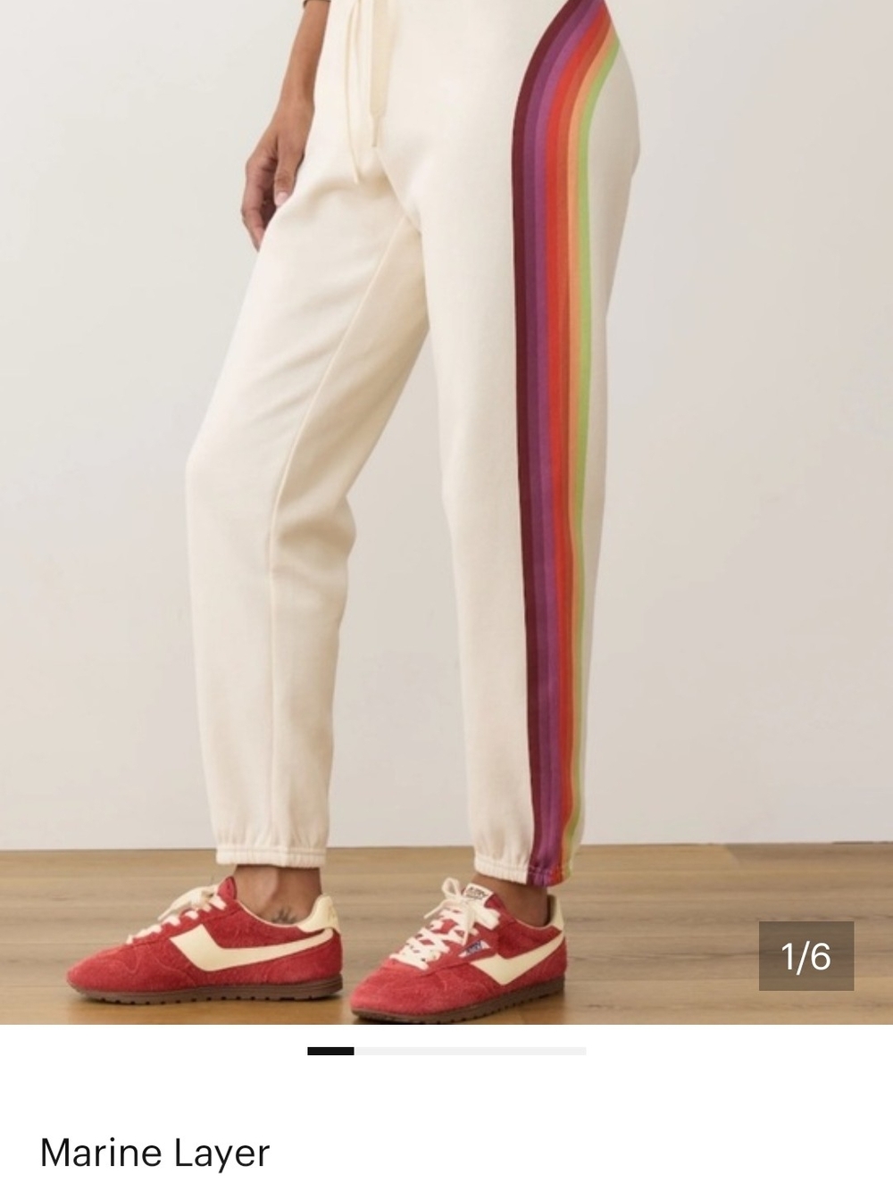 Marine Layer Cream Joggers with Rainbow Side Stripe